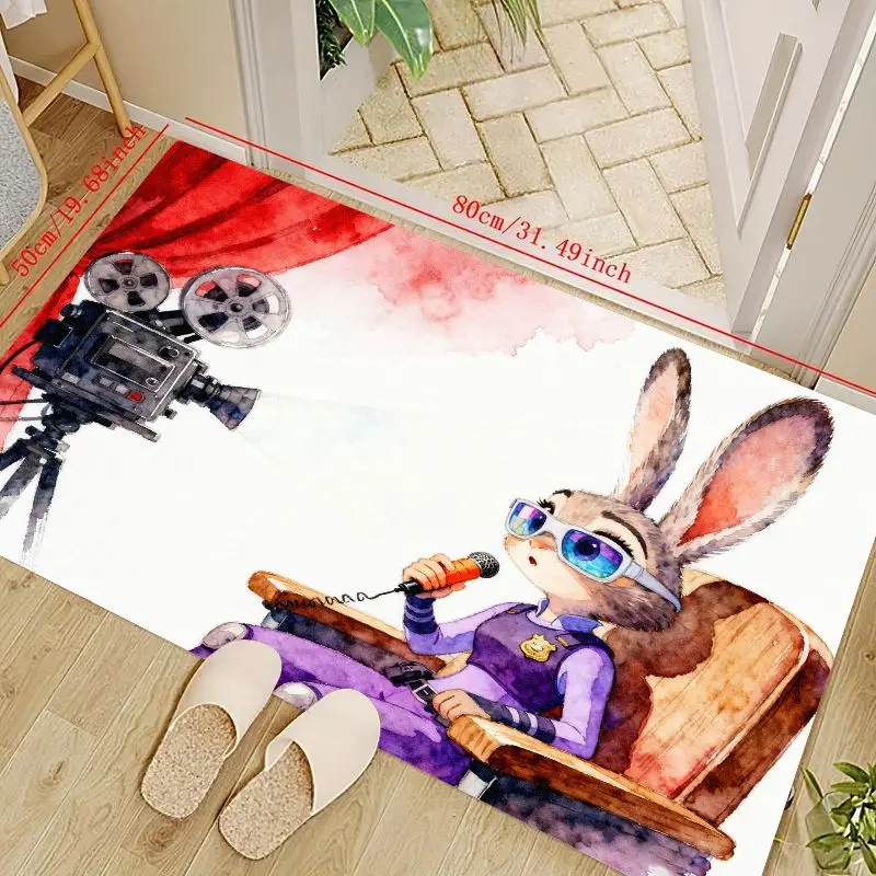 

1PC Zootopia Judy Hopps Character Singing Floor Mat for Living Room Bedroom Kids Room Home Decor, Cute Cartoon Rabbit Watercolor