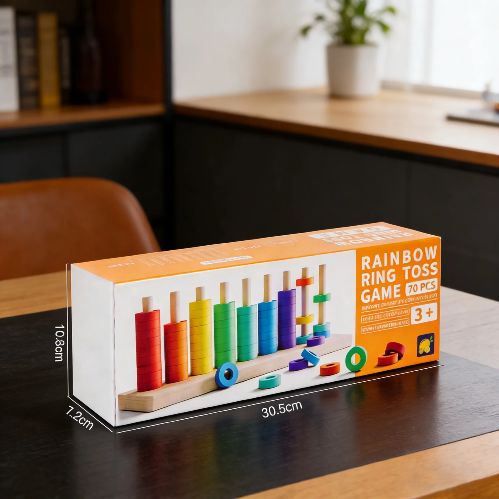 Gioco di lancio dell'anello arcobaleno Giocattolo di classificazione dei colori in legno per bambini Aumenta la coordinazione occhio-mano Percezione del colore attraverso il gioco divertente