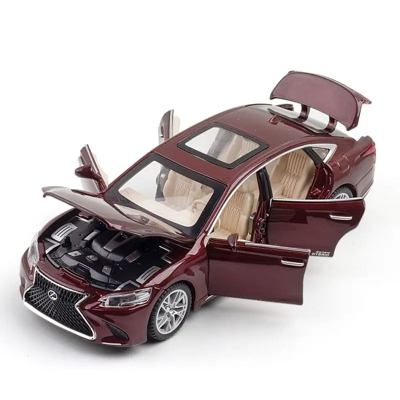 LEXUS-modelo de coche de aleación LS500H, escala 1:32, vehículo de juguete y troquelado, modelo de coche de Metal de alta simulación, luz de sonido, colección de juguetes para niños, regalo