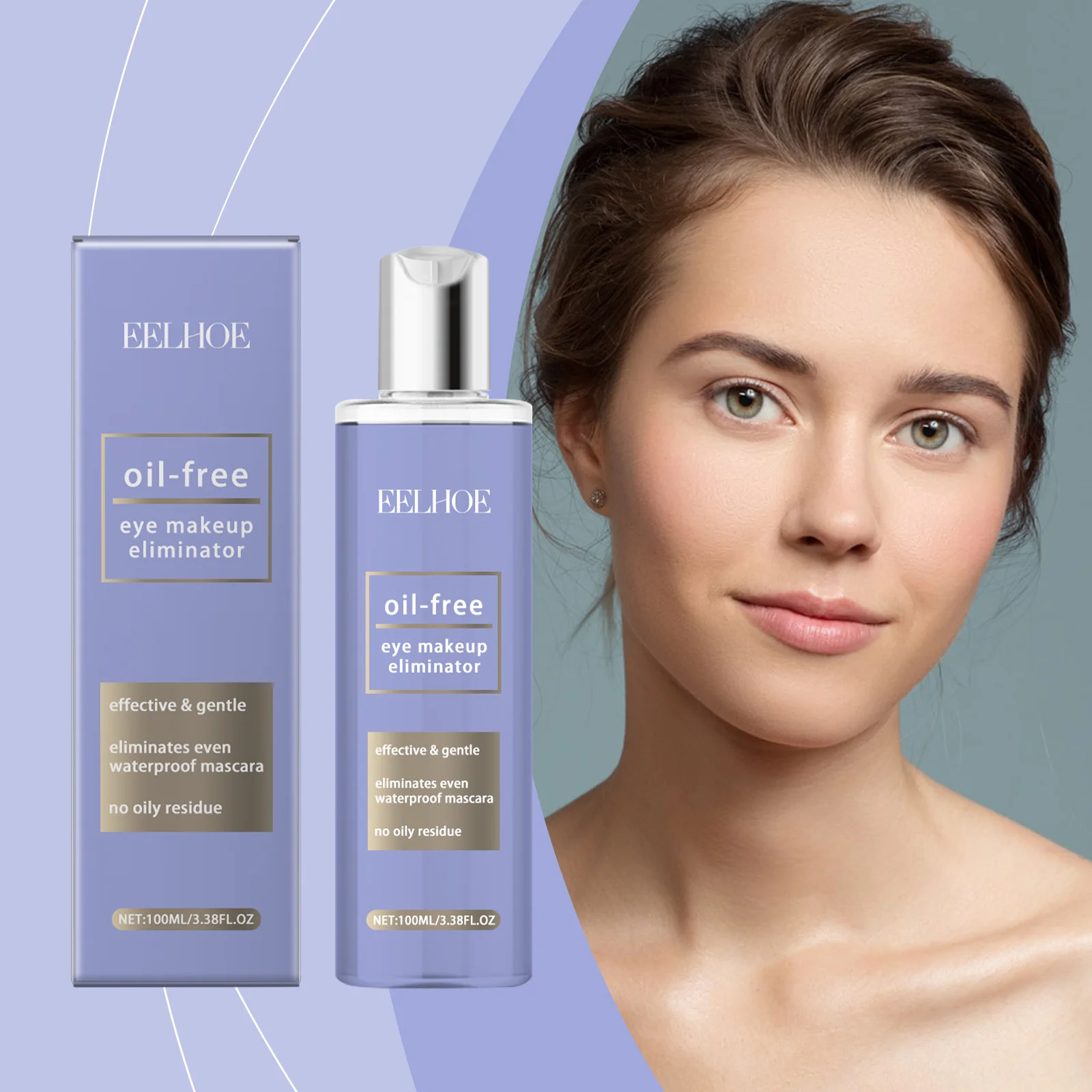 EELHOE アイ＆リップ メイクアップ リムーバー 肌を優しく洗浄し、顔と唇をリフレッシュ 3 in 1 クレンジング メイクアップ リムーバー ウォーター