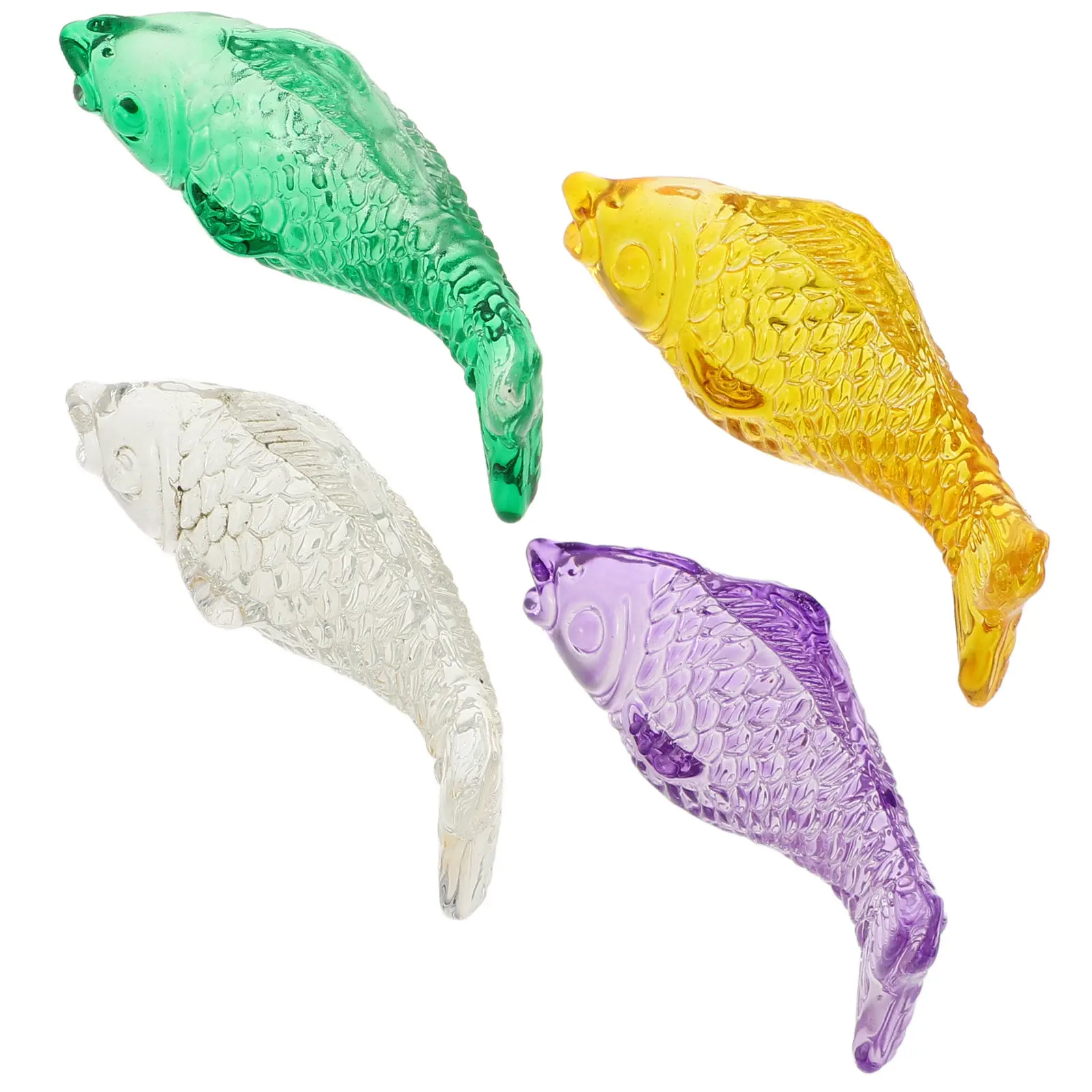 

Набор из 4 стеклянных фигурок рыбок: маленькие декоративные статуэтки для дома, офиса, детских праздников, украшения стола, аксессуары для аквариума