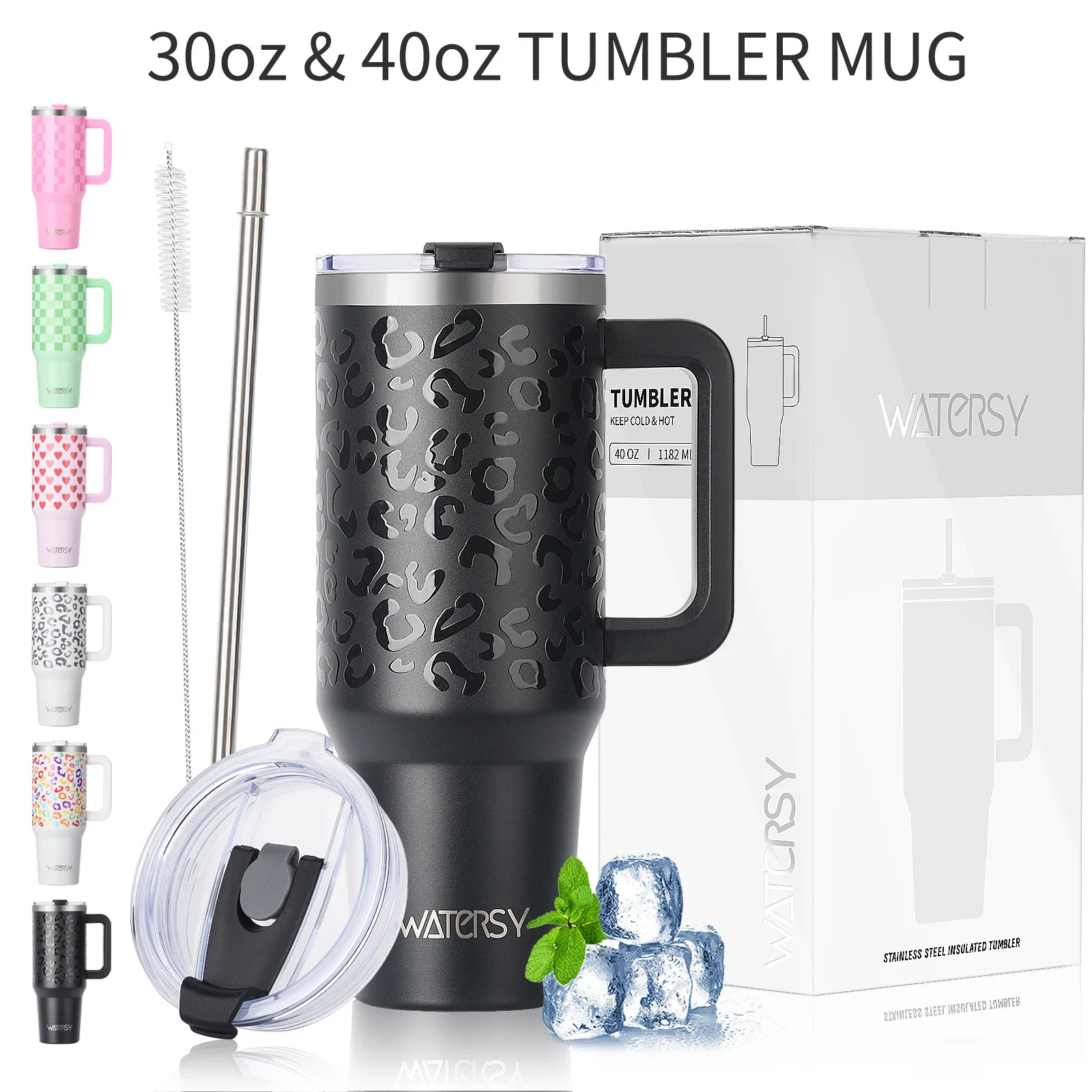 

30/40OZ Large Capacity Tumbler 1200ml Stainless Steel Thermos Bottle with Handle Straw Double Wall Vacuum Insulated Mug Car Cup