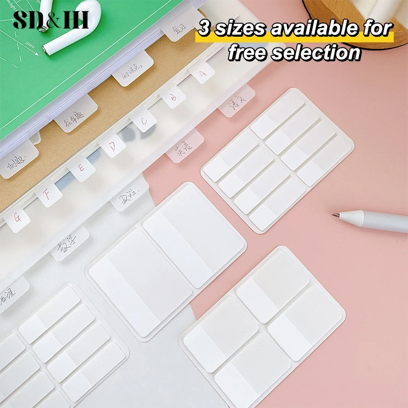 1set 40/80/160 Pages Frosted Simple Pure White Index Stickers Transparent Label Stickers DIY Sticky Notes Office School Supplies