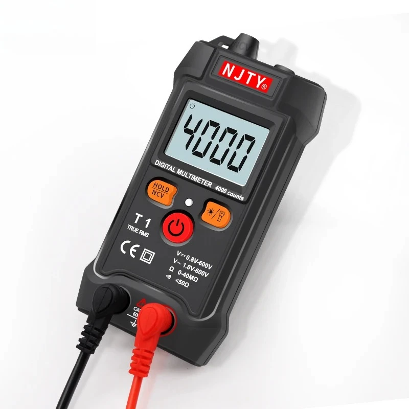 

NJTY Professional Digital Multimeter Mini Auto Range Smart Multimetro 4000 Counts AC/DC Voltage Meter Resistance Tester