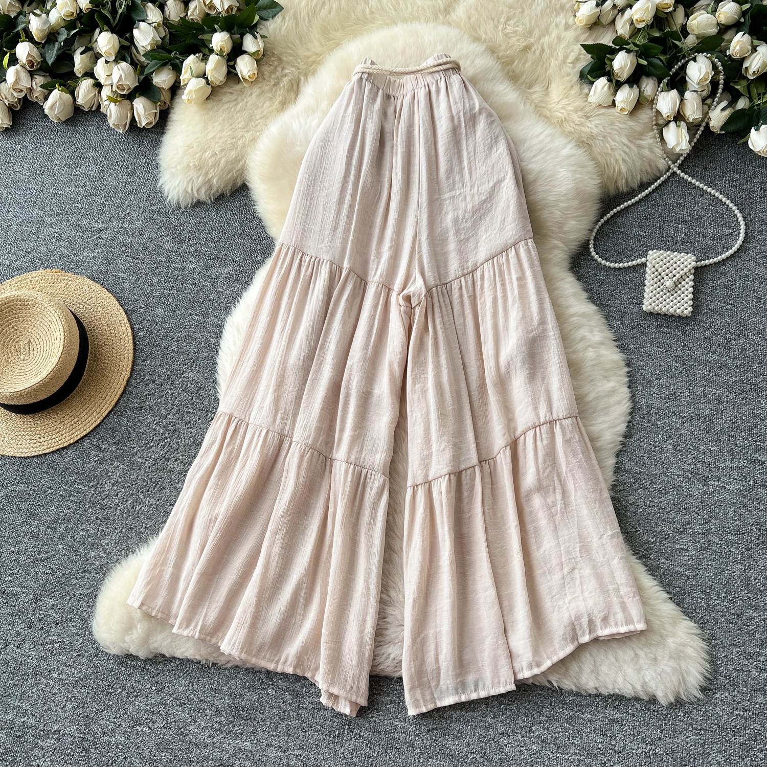 Pantaloni casual con gonna a gamba larga a vita alta Estate 2025 Soft Sle Fairy Gentle Faion da donna che copre i fianchi Pantaloni lunghi da pendolarismo