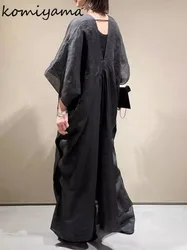 Chic Backless Vestidos Japanese Loose Women 2024 Dress Lazy Style Vestido Spring Summer New Dresses V-neck Split Robes