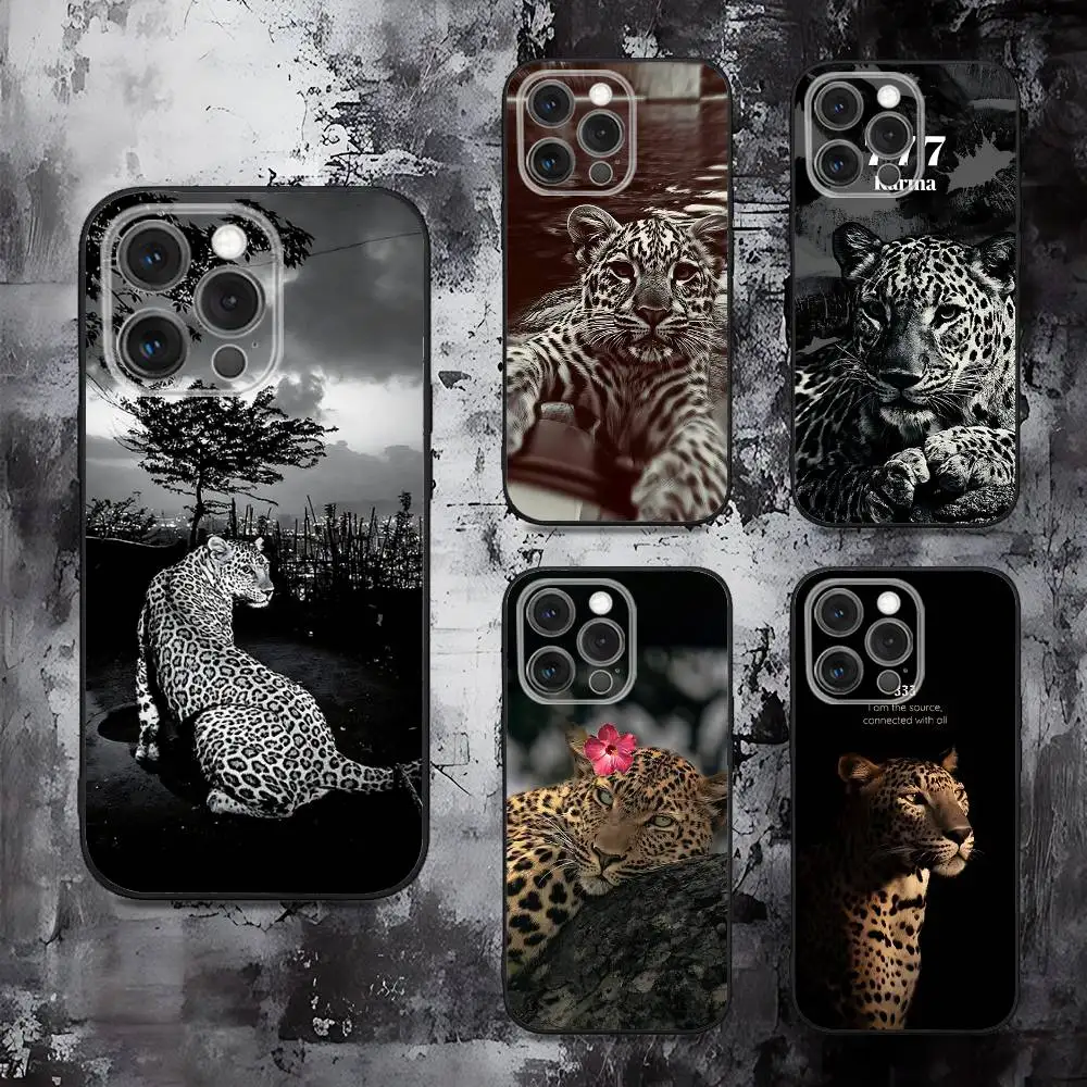 

Fashion Cool Animal Leopard Phone Case For iPhone 16,15,14,13,12,11,Pro,Max,Plus,X,XS,SE,E,Mini,Soft Silicone Black Case