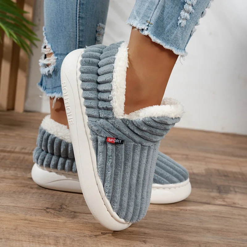 Casual Soft Sole Slippers for Women Winter Fashion Fur Boots Fuzzy Plush Men Slipper Warm Furry Women Cotton Shoes