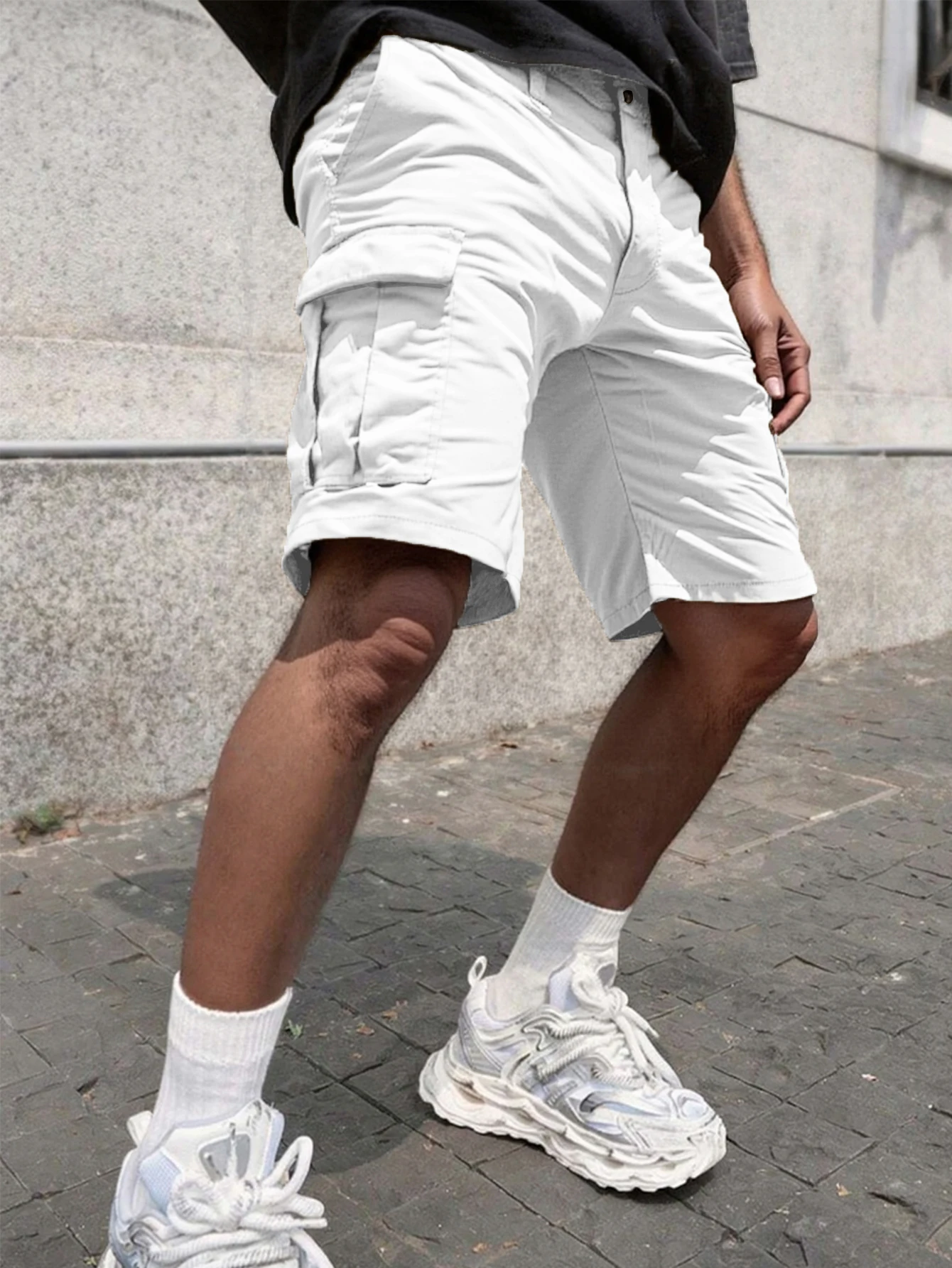 

Summer men's trendy work pants, outdoor fashion sports shorts, personalized multi pocket decoration five quarter pants, streetwe