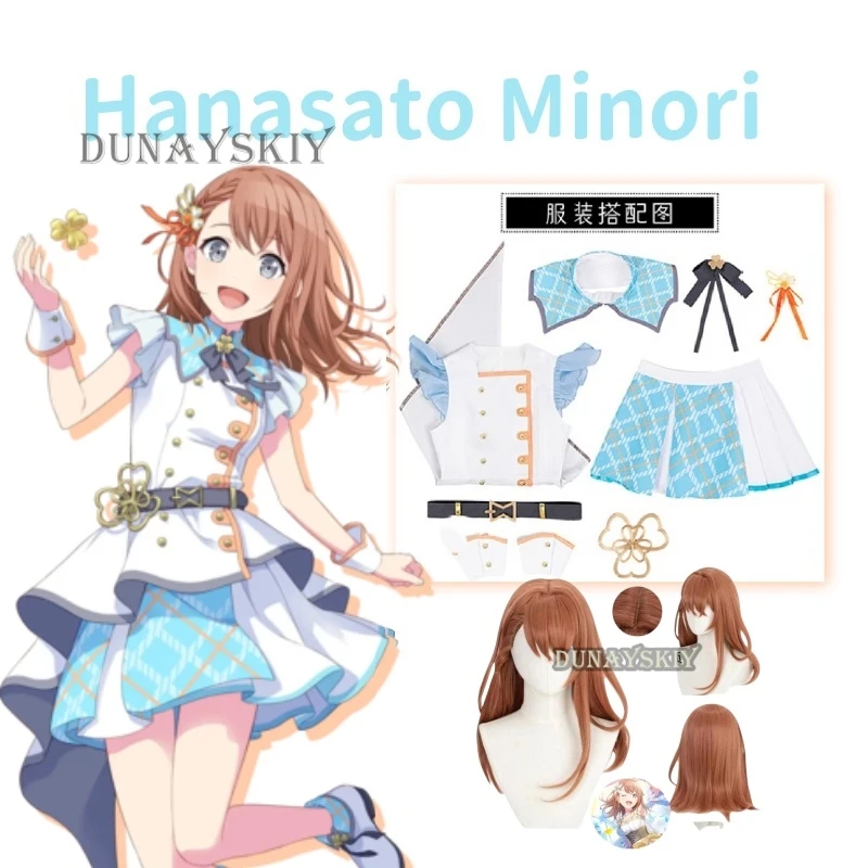 Anime Project Sekai MORE MORE JUMP Cosplay Costume Hanasato Minori Wig Idol Lolita Cos Roleplay Uniform Women Girl Outfit Suit