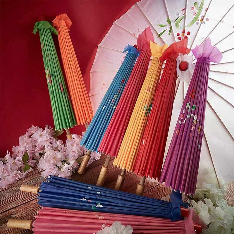 82/84cm Silk Cloth Women Umbrella Japanese Cherry Blossoms Ancient Dance Umbrella Decorative Chinese Style Oil Paper Umbrella