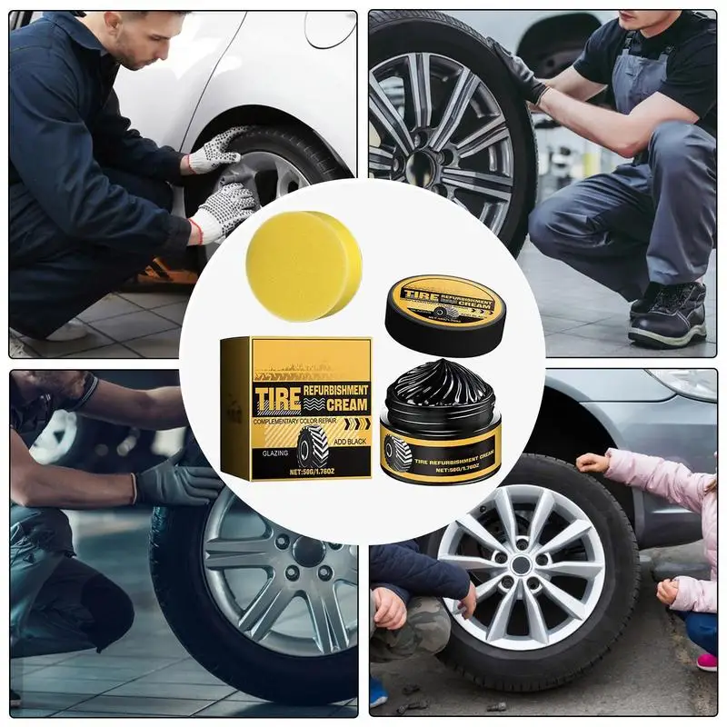 Car Tire Cleaner Long-Lasting Tire Shine Gel 50g Car Tire Shine Wax Stain-Resistant Wet Tire Dressing Car Tire Care Agent For