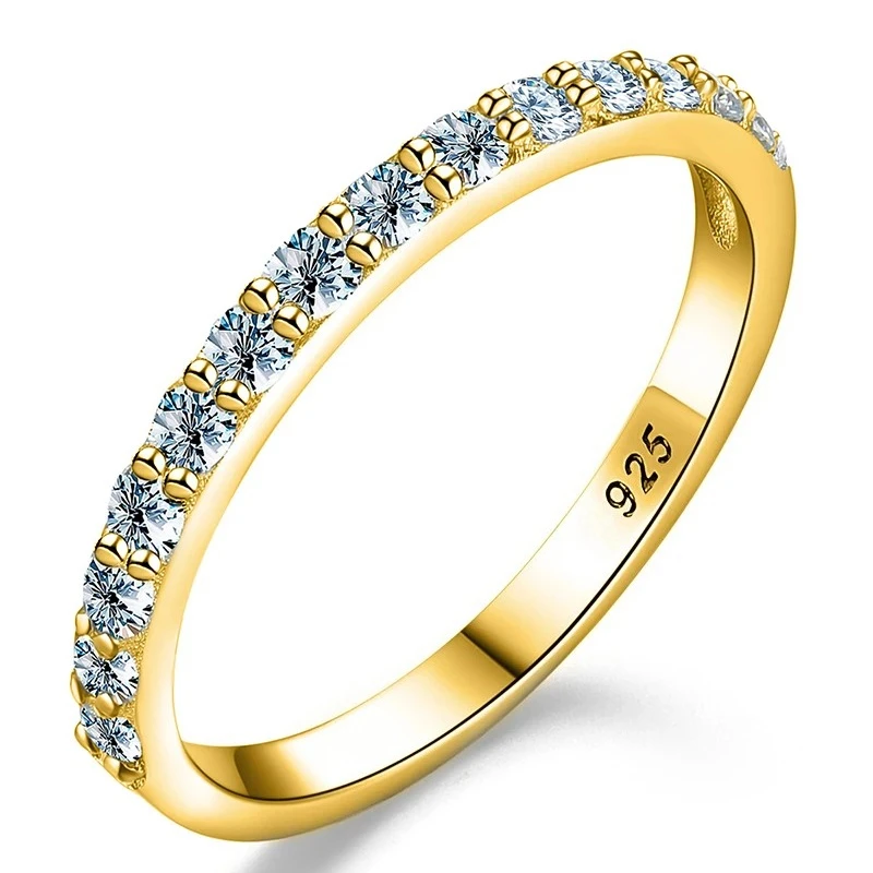 GRA Real Moissanite Diamond Solitaire Stackable Rings for Women 925 Sterling Silver Wedding Band Trendy Fashion Fine  Jewelry