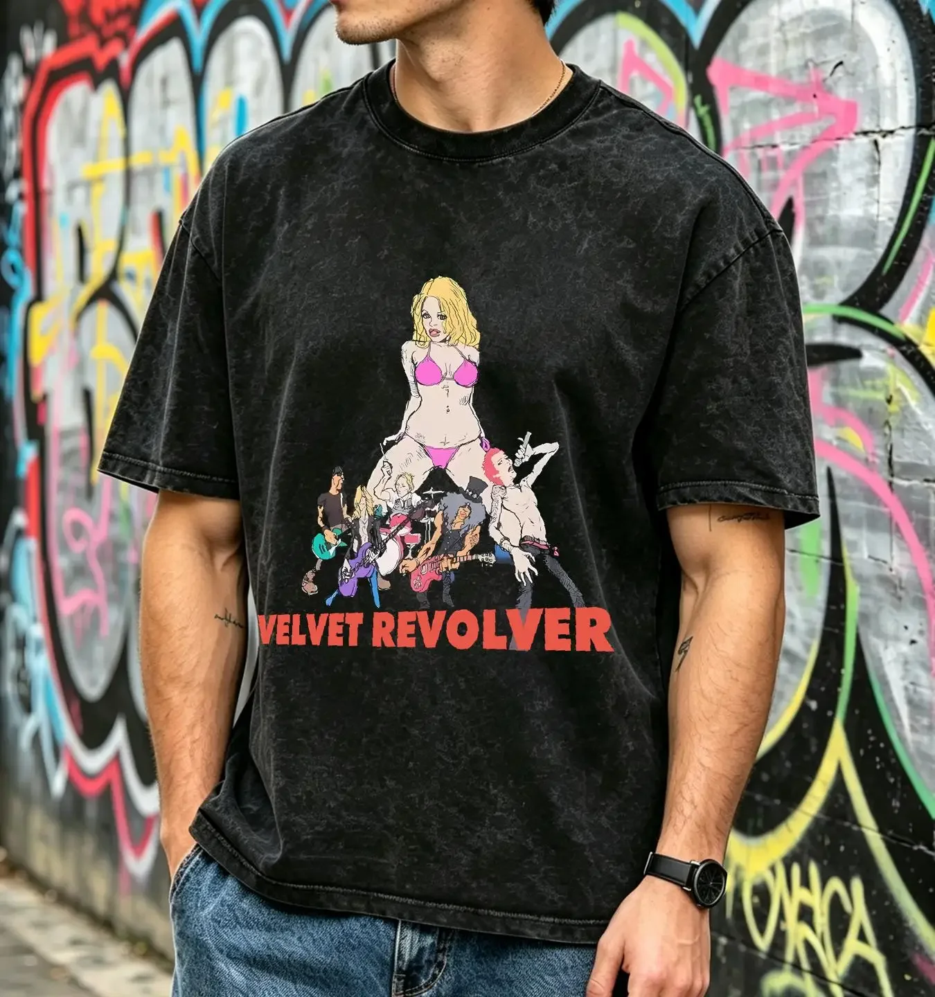 washed T Shirt Velvet Revolver Band Electric Wonderland Show Full Size S 5XL BE2555 long or short sleeves vintage Washed