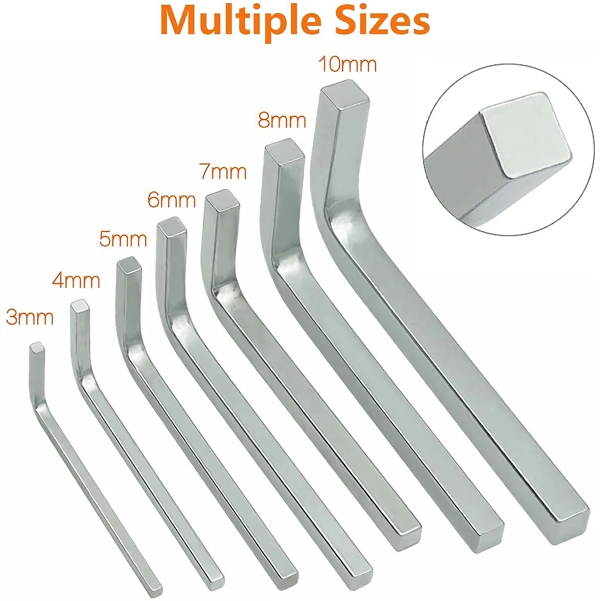 Hot 7Pcs Square Head Wrench Set L Shaped Square Key Kit Chromium Vanadium Steel Square Head Screwdrivers, 3-10mm
