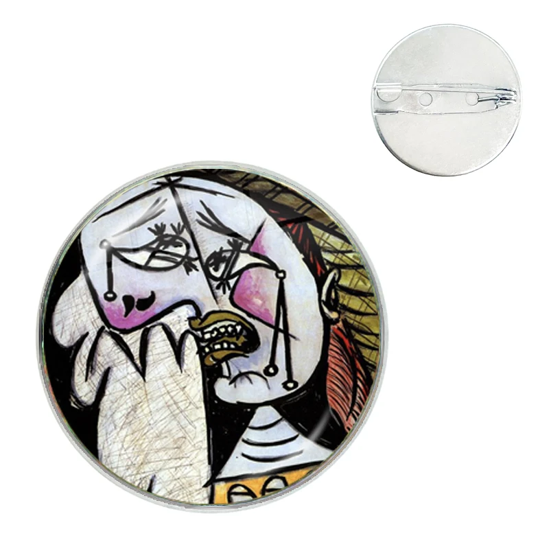 Pablo Picasso Abstract Art Painting Brooches Art Picture Glass Dome Cabochon Collar Pins Badge For Bag Clothes Decoration