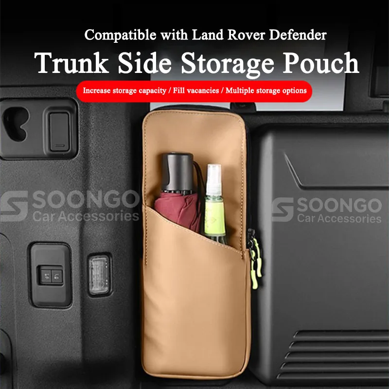 For Land Rover Defender 90 110 2020-2026 Car Trunk Storage Organizer Rear Cargo Bag Storage Bag Pocket Interior Accessories