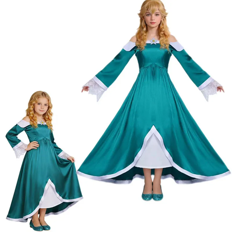 

Princess Rosalina Cosplay Costumes Blue Dress Anime Fantasia Uniform Adult Child Halloween Carnival Party Outfits For Women Girl