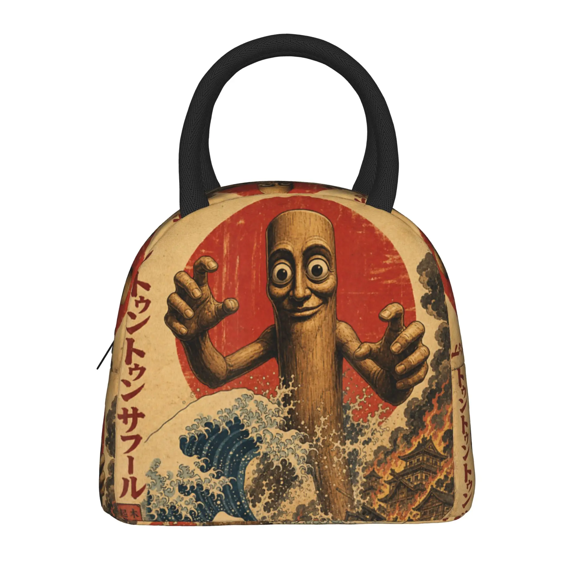 Tung Tung Tung Sahur Japanese Poster Brainrot Meme Lunch Bag Casual Lunch Box For Unisex Picnic Cooler Bag Oxford Tote Food Bags
