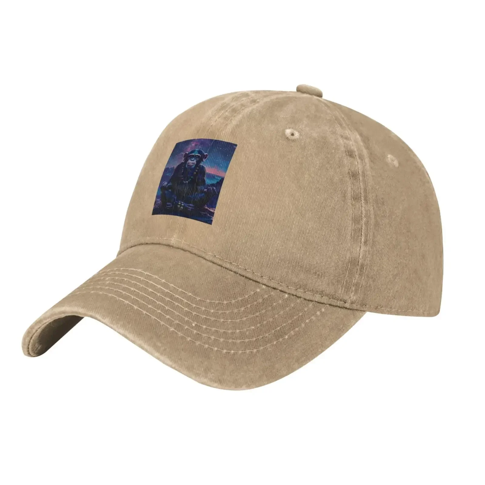 Starry Sky Meditating Chimpanzees Vintage Denim Cowboy Baseball Cap Dad Hat Men Women Adjustable