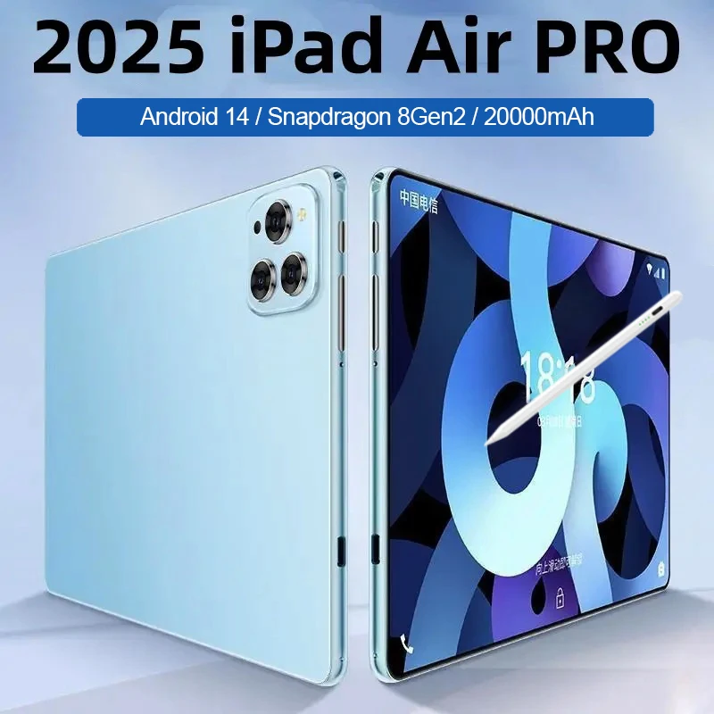 2025 Original 12 pulgadas Pad Air Pro Tablet PC 24GB + 2TB 20000mAh Snapdragon 8Gen2 Android 14 5G Dual SIM GPS 5G WIFI tableta android