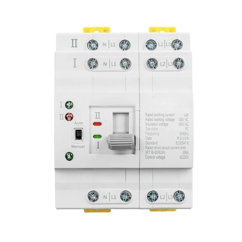 

4P AC 400V 63A 4-pole mini household ATS dual power automatic transfer switch household computer grade