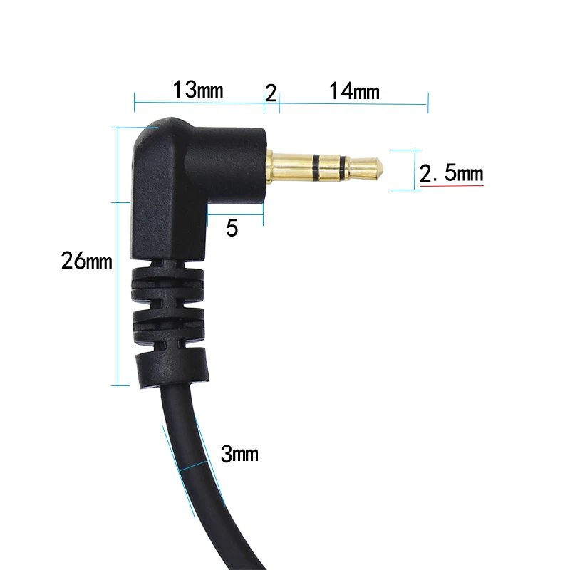 Krótki 20cm 2.5mm przewód AUX dwa prostopadły 3 polak stereo kabel Audio 90 stopni