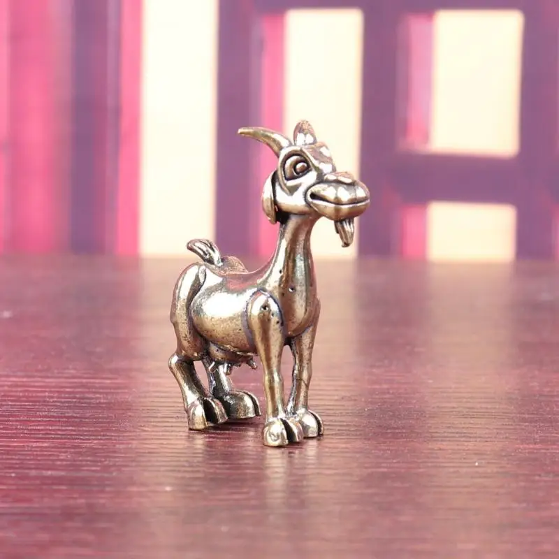 Nouvelle statue de chèvre en laiton vintage, sculpture animale rétro, figurine de thé pour la décoration de la maison et du bureau, idéale pour les collectionneurs