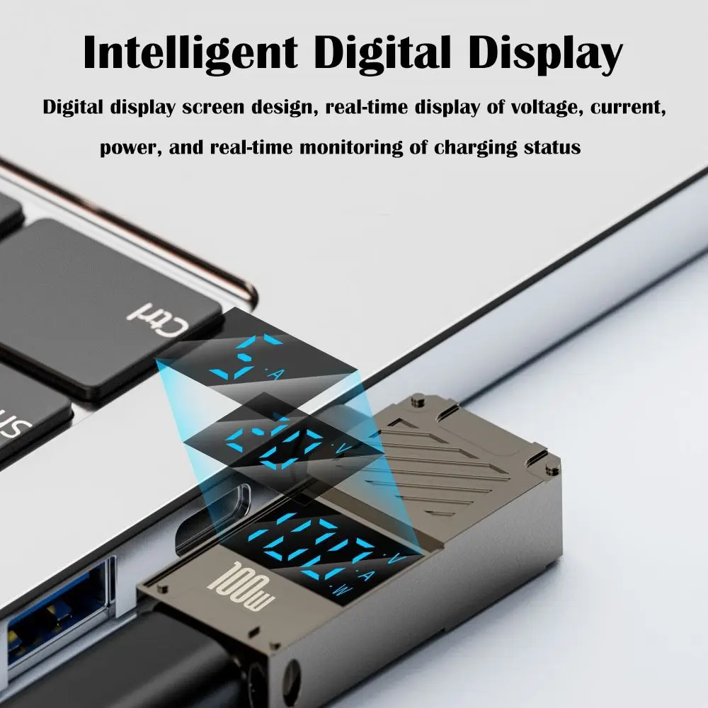 Digitaal display USB-C naar DC-converter Snel opladen PD 100W Laptopvoedingsconnector Intelligent Universeel voor Lenovo/HP/Dell