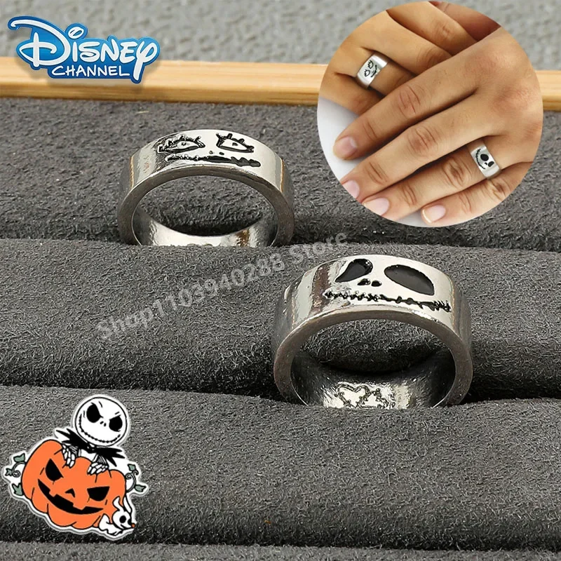 Disney The Nightmare Before Christmas Ring Cute Anime Figure Jack Couple Rings Fashion Accessories Halloween for Girls Gift