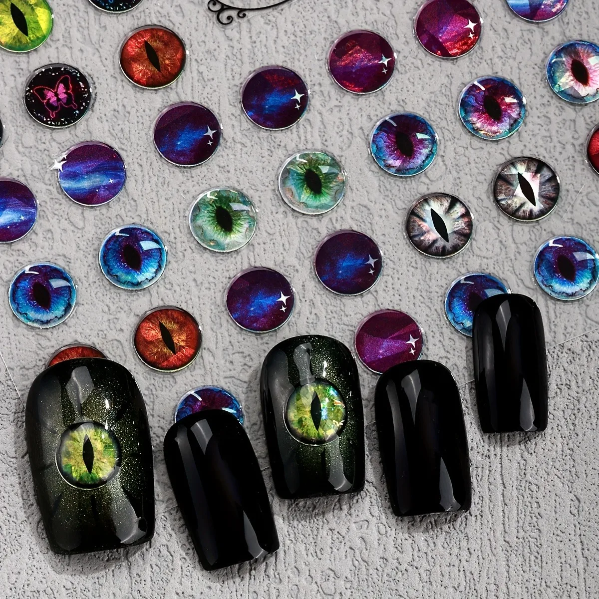 قطعتان من ملصقات أظافر العين العمودية للحيوانات المحاكاة، سهلة الاستخدام لملصقات تزيين الأظافر اليومية والعطلات #3