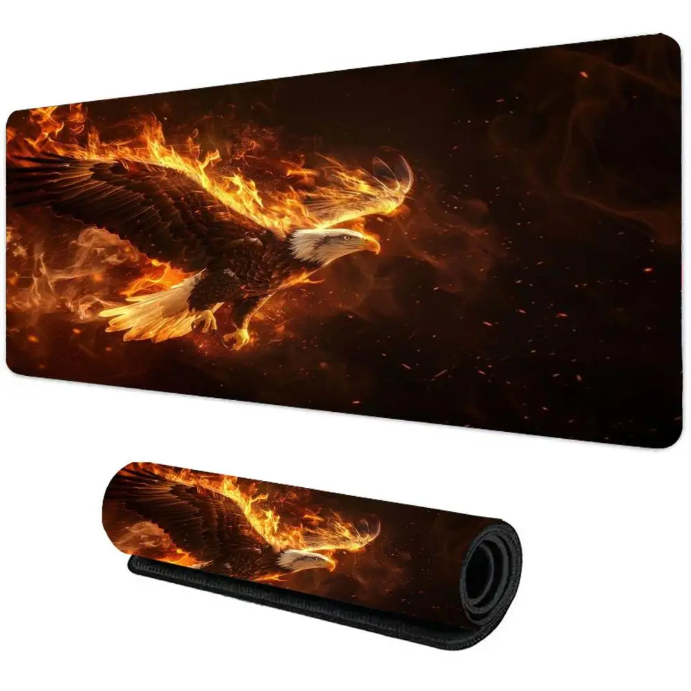

Large mouse pad animal eagle art design desk pmat rubber anti-slip base lockedge office and gaming mousepad desktop decoration