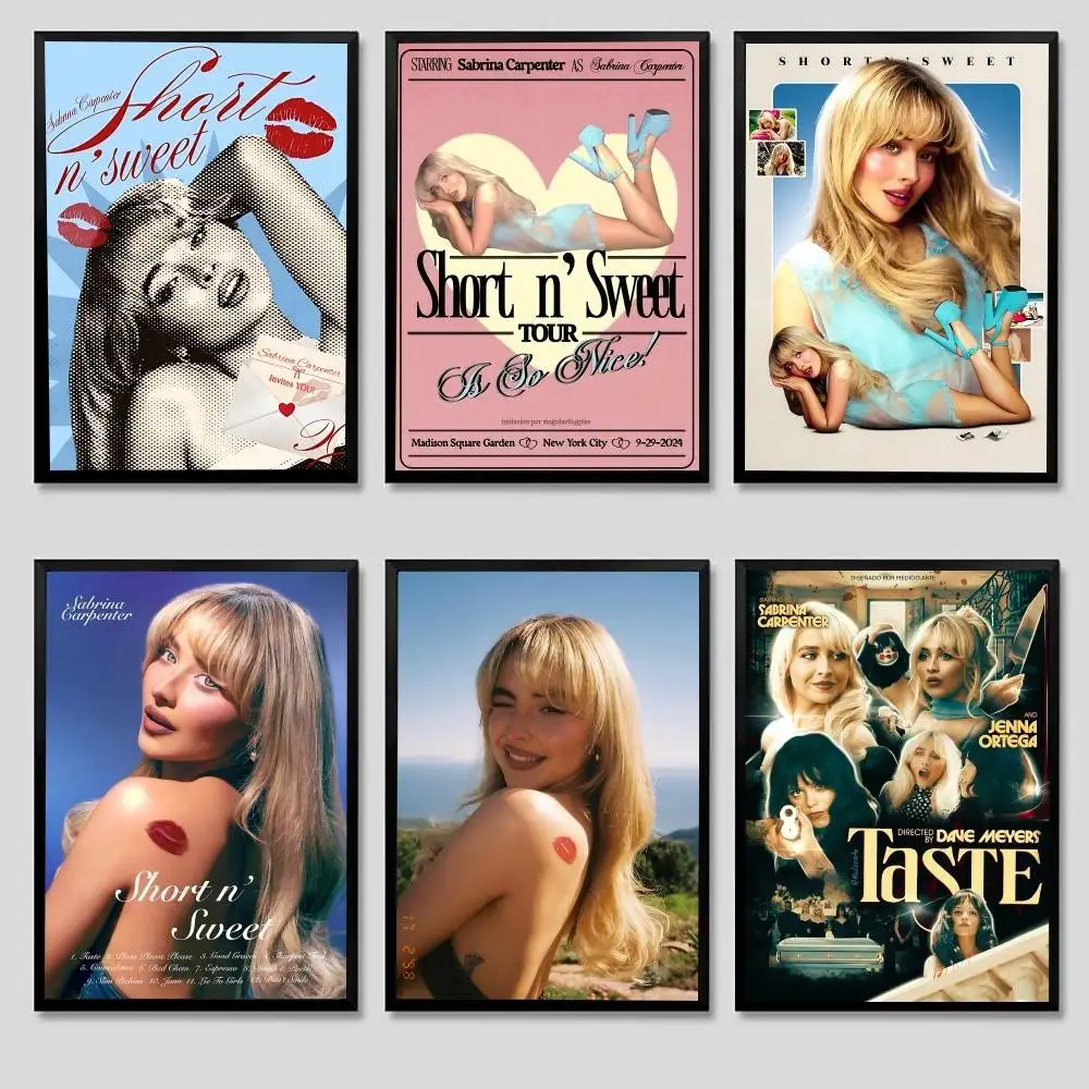 S-Sabrina C-Carpenter Poster, selbstklebende Poster, wasserfester Papieraufkleber, Kaffeehaus, Bar, Heimdekoration
