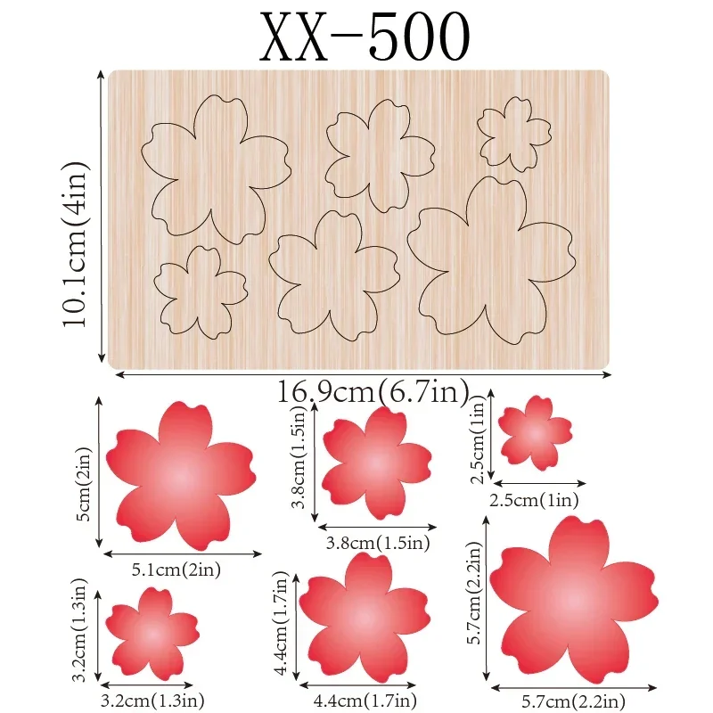 

Flowers Scrapbook Wooden Cutting Dies for Christmas, Suitable for Most Machines, 2.5 Different Sizes, 1 Pc