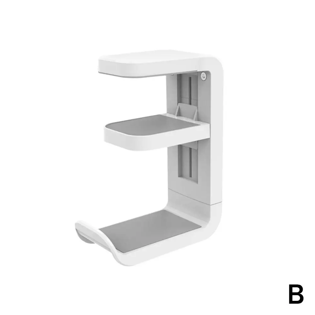 360 °   Obrotowy klips do słuchawek komputerowy wieszak na biurko składany uchwyt do przechowywania gier bez dziurkacza BT uchwyt ścienny i słuchawki T1Q5