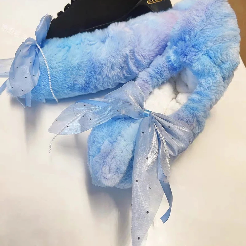 Set di coltelli morbidi per pattinaggio di figura Arcobaleno Rosa Fiocco blu Bambini Pattinaggio di figura per adulti Peluche assorbente d'acqua