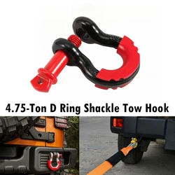 4.75-Ton D Ring Shackle Tow Hook With Protective Cover Universally Fit Off-Road Jeep Truck Vehicle Recovery Best Offroad Towing