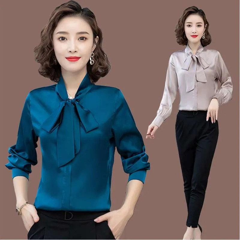 

Imitatoon Women's Silk irt Long Sve Satin Bow Cardigan Commute Sle Pure Color Cotton 00% Long Vest Cardigan