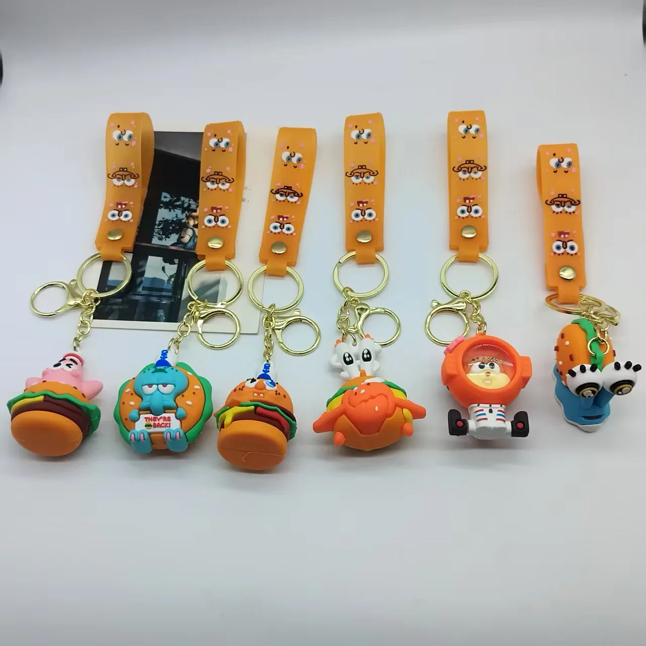 

Burger SpongeBob SquarePants Cartoon Cute Doll Car Keychain Couple Bag Keychain Wholesale Personalized Gifts Y2k Fashion Toys