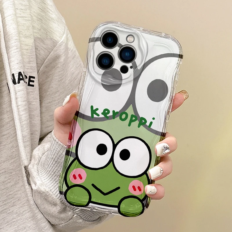 Cute Sanrio Kero Kero Keroppi Cartoon Phone Case For iPhone 16 Pro Max Case 15 14 13 12 11 8 7 Pro X XR XS Max Shockproof Cover