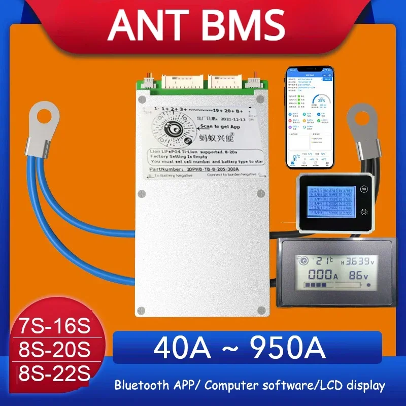 Smart 7S ~ 20S 16S 22S ANT BMS Lifepo4 li-ion LTO Battery Protection Board 950A 300A 80A 600A Bluetooth APP 10S 13S 14S Balance