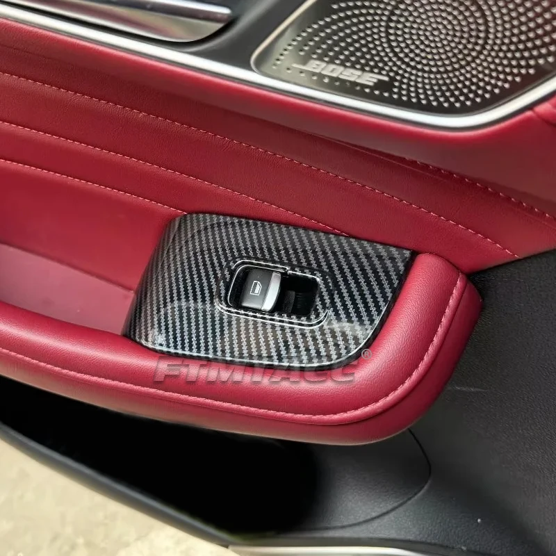 For MG HS 2018-2023 LHD RHD ABS Carbon Fiber Interior Car Accessories Windows Rise Switch Panel Glass Lift Control Cover