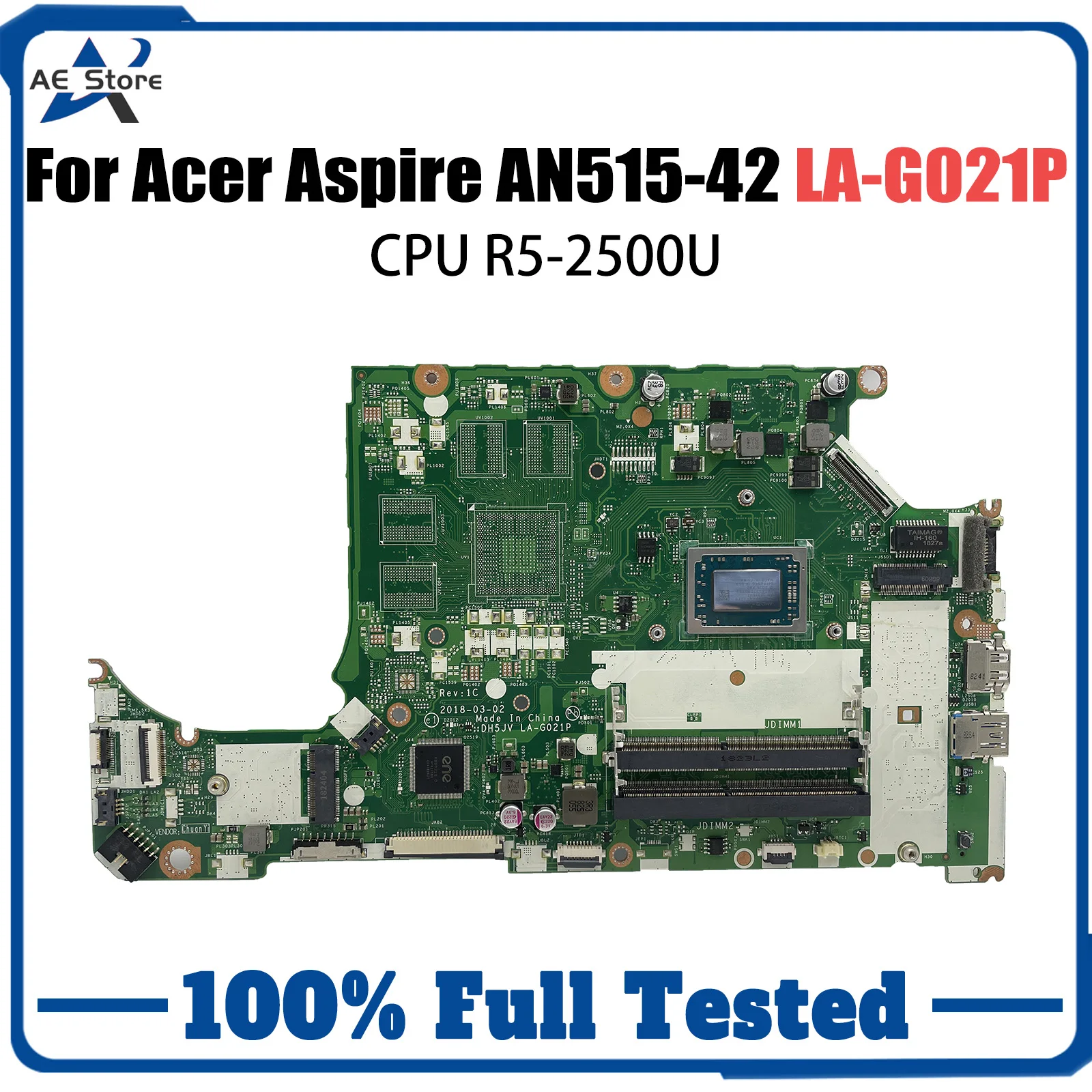 R5-2500U CPU NBQ3R11001 NB.Q3R11.002 에이서 아스파이어 AN515-42 A315-41G 노트북 마더 보드 UMA 용 DH5JV LA-G021P 완전히 테스트