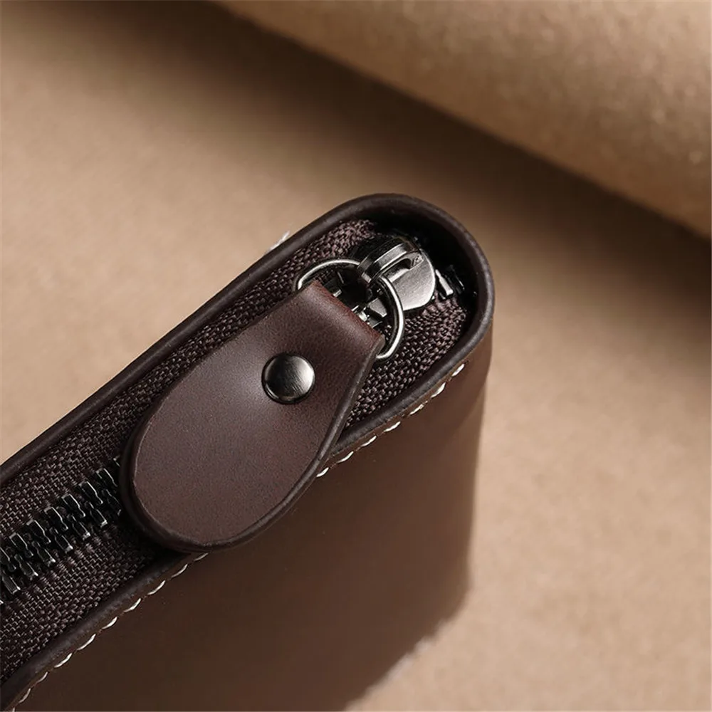 Mini tarjetero de negocios para mujer, bolso con cremallera, tarjetero negro y marrón, monedero