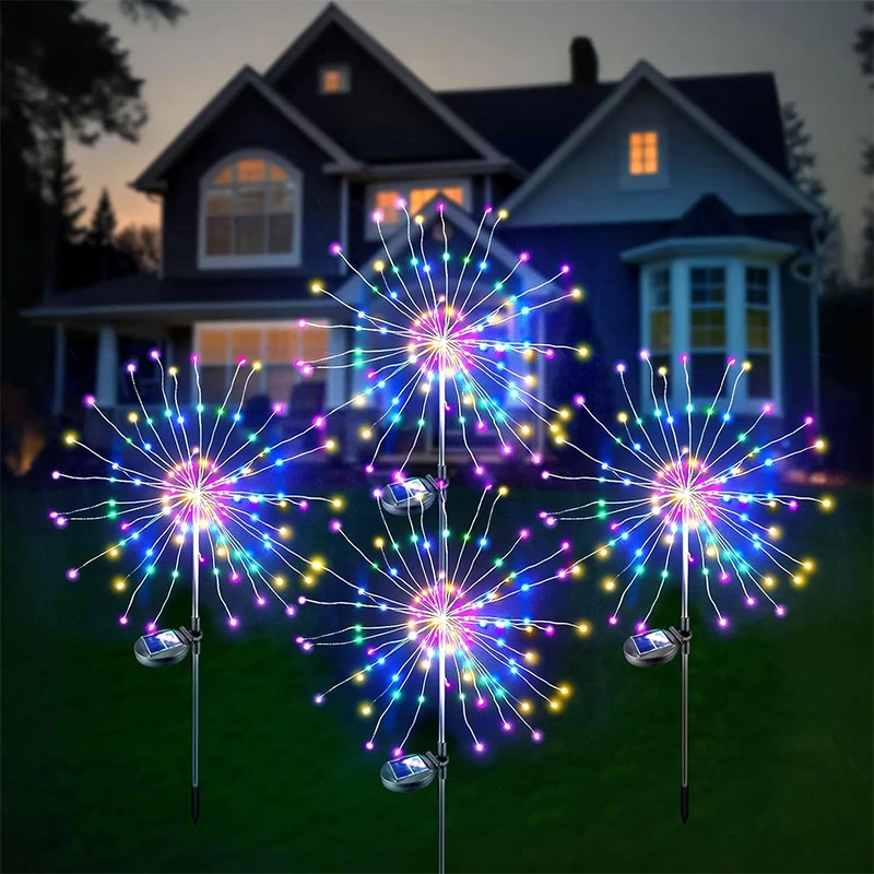 1/2/4Pcs Solar LED Firework Fairy Light Outdoor Garden Decoration Lawn Pathway Light For Patio Yard Party Christmas Wedding