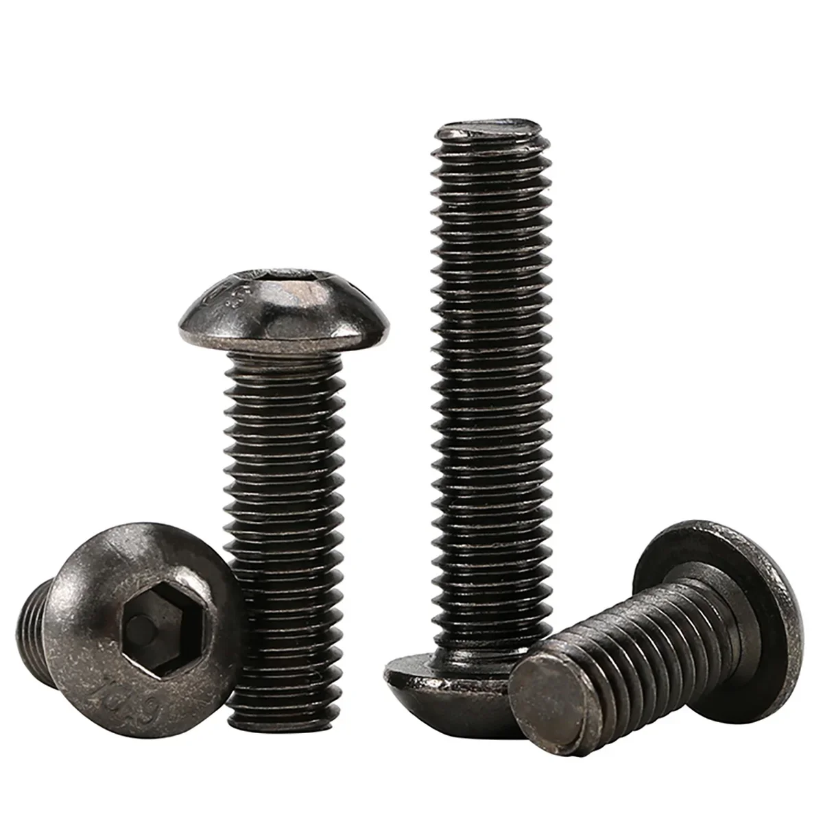 

5-20Pcs DIN7380 M2 M2.5 M3 M4 M5 M6 M8 Grade 10.9 Black Nickel Round Pan Head Hex Hexagon Socket Screws Button Head Allen Bolts