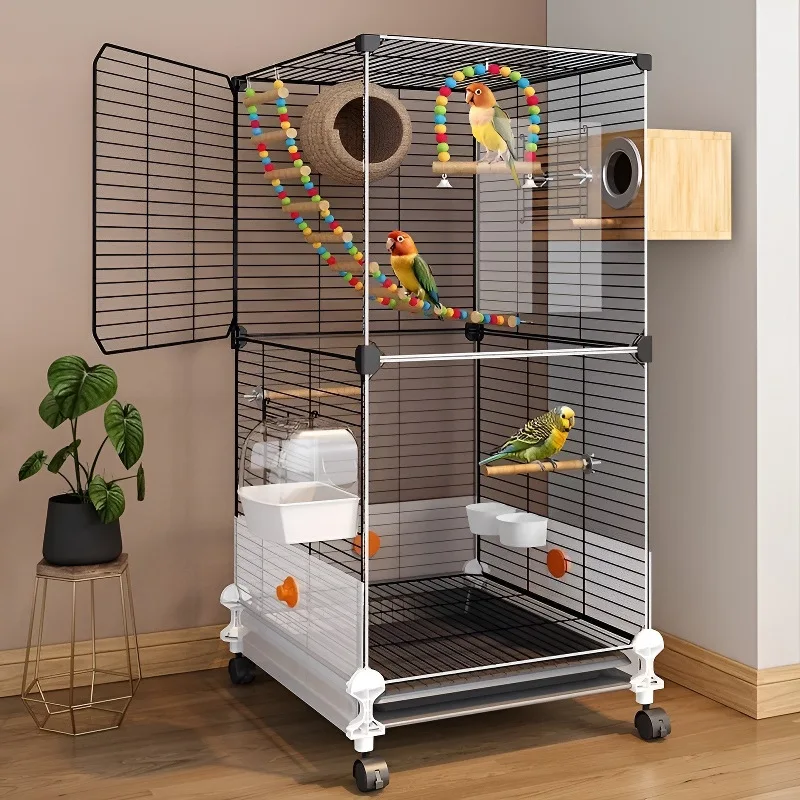 

Bird cage parrot cage large household new splash-proof tiger skin Xuanfeng peony special