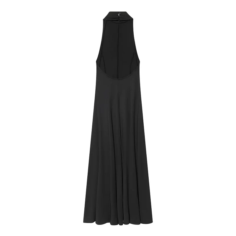 MUJER Rückenfreie lange Kleider für Damen, plissiert, Neckholder, Maxikleid, schulterfrei, Partykleider für Damen, sexy Galakleider für Damen