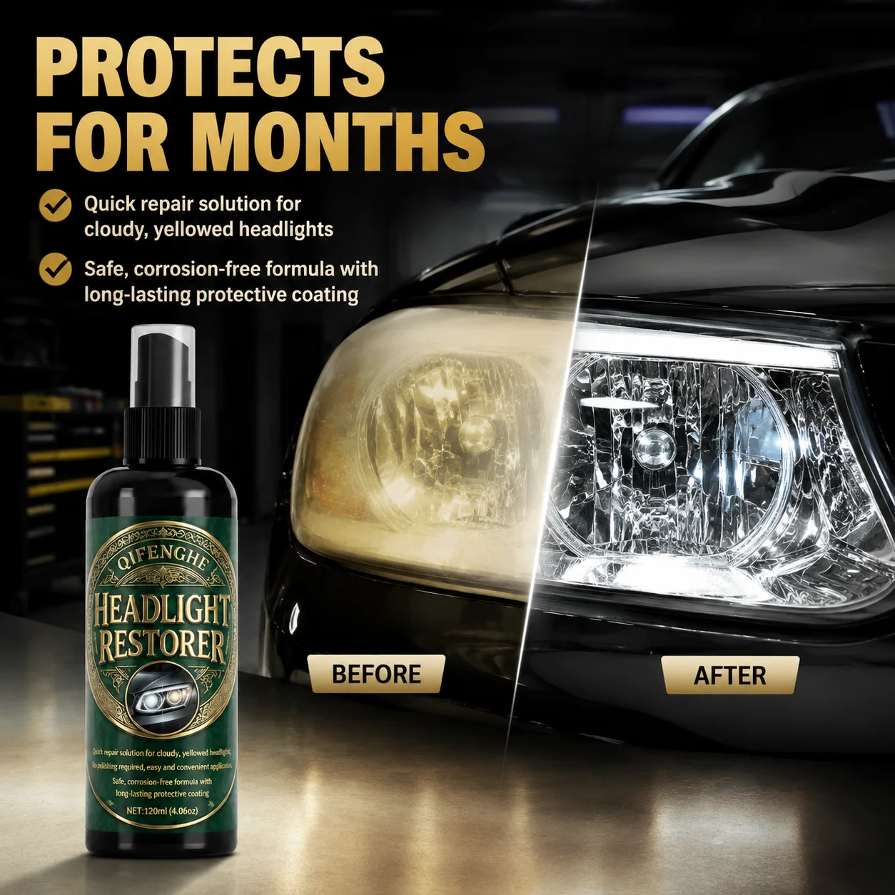 Professional Headlight Restoration Kit Advanced Headlamp Renew Solution Clear Bright Headlights Remove Oxidation Yellowing Long
