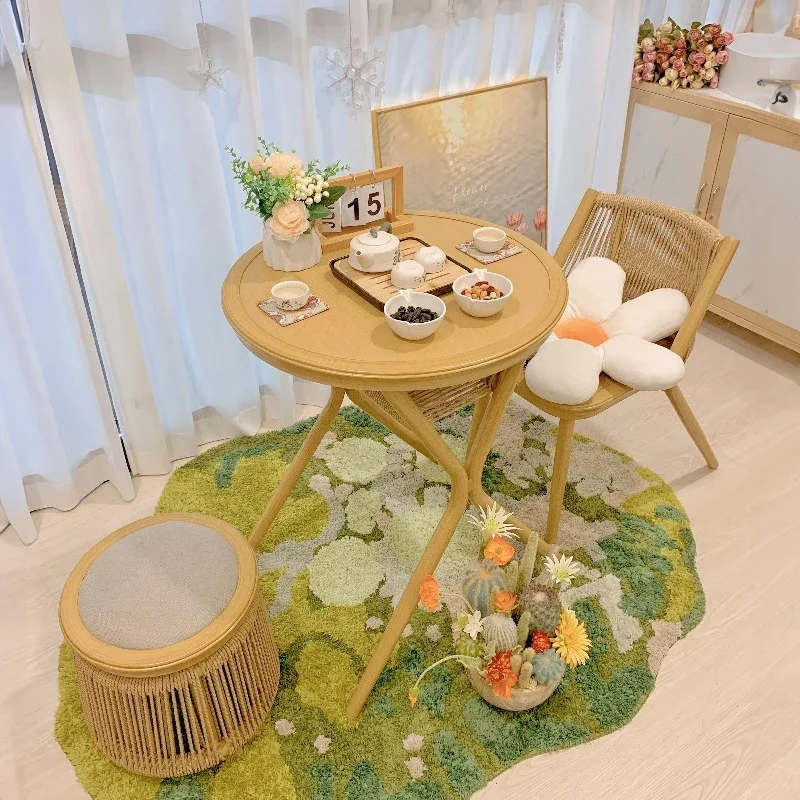 table and chair small apartment tea  combination simple Internet celebrity leisure home sunscreen reading rattan